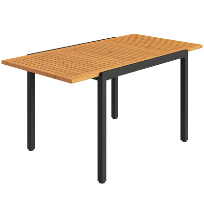 Outsunny Mesa De Jardín Extensible 100/150x70 Cm Con Agujero Para Sombrilla Teca_0