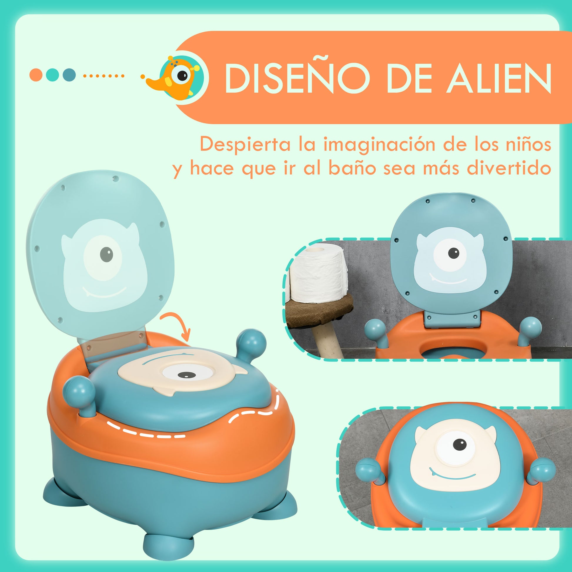 Zonekiz Orinal Para Bebé De 6-36 Meses Portátil Con Tapa 35,6x35,7x22,2 Cm Azul_4