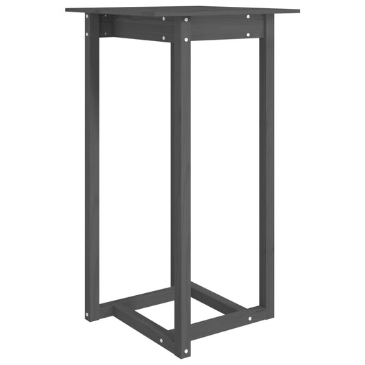 Mesa Alta De Bar De Madera Maciza De Pino Gris 60x60x110 Cm_0