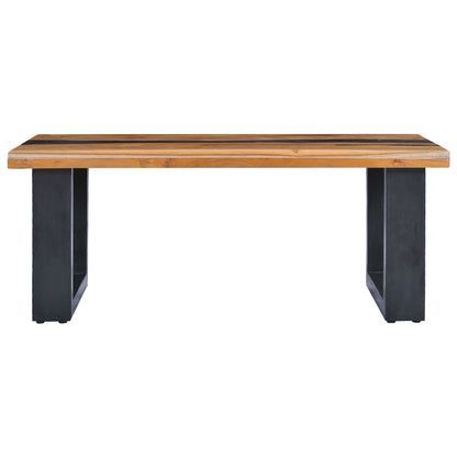 Mesa De Centro Madera Maciza De Teca Y Poliresina 100x50x40 Cm_1