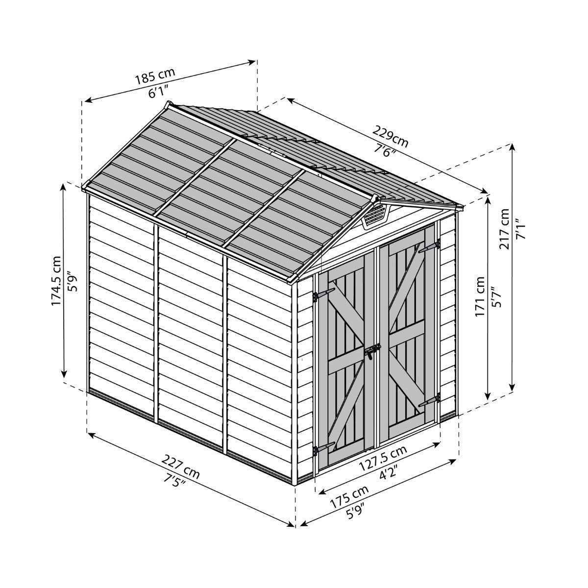 Cobertizo de jardín Skylight Deco gris deco Canopia by Palram 185x229 cm
