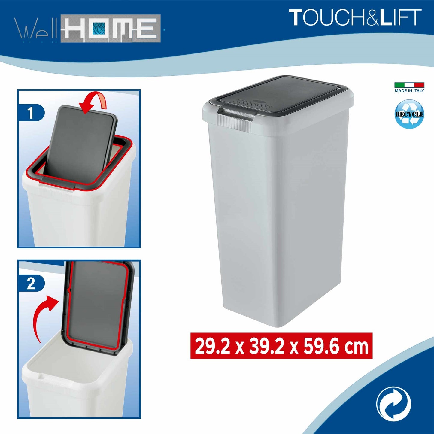 Set 2 Cubos touch & Lift De 25l+45l Gris_1