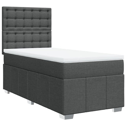 Cama Box Spring Con Colchón Tela Gris Oscuro 100x200 Cm / Vetonek_2