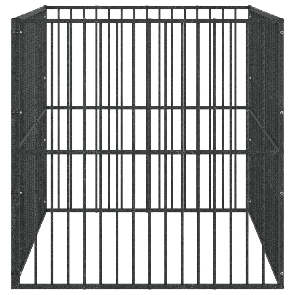 Vidaxl Corralito Para Perros Con 4 Paneles Acero Galvanizado Negro_3