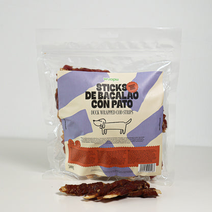 Snack Para Perro En Stick De Bacalao Con Pato Desecado Wuapu 500gr_3