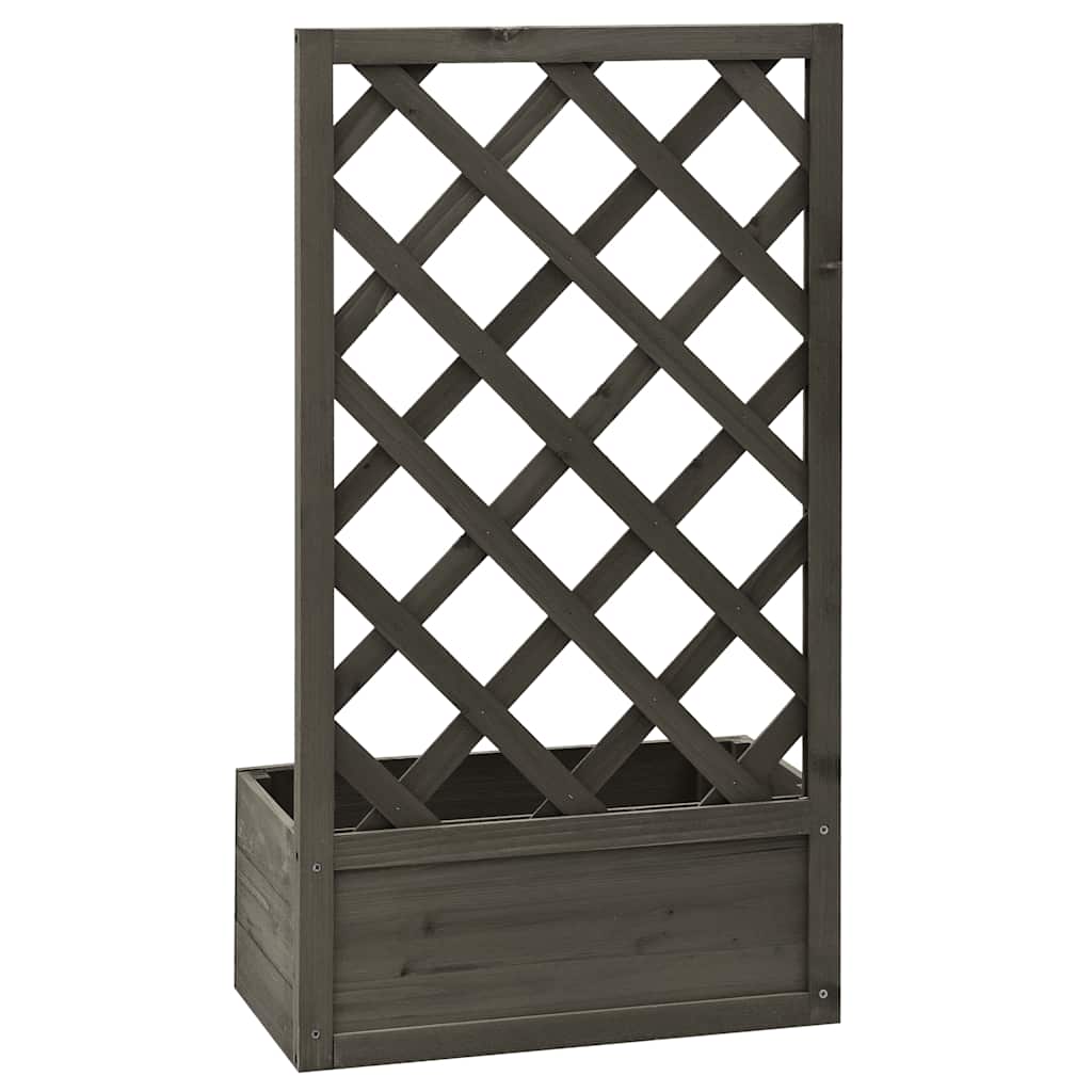 Jardinera Enrejada De Jardín Madera Abeto Gris 50x25x90 Cm_3