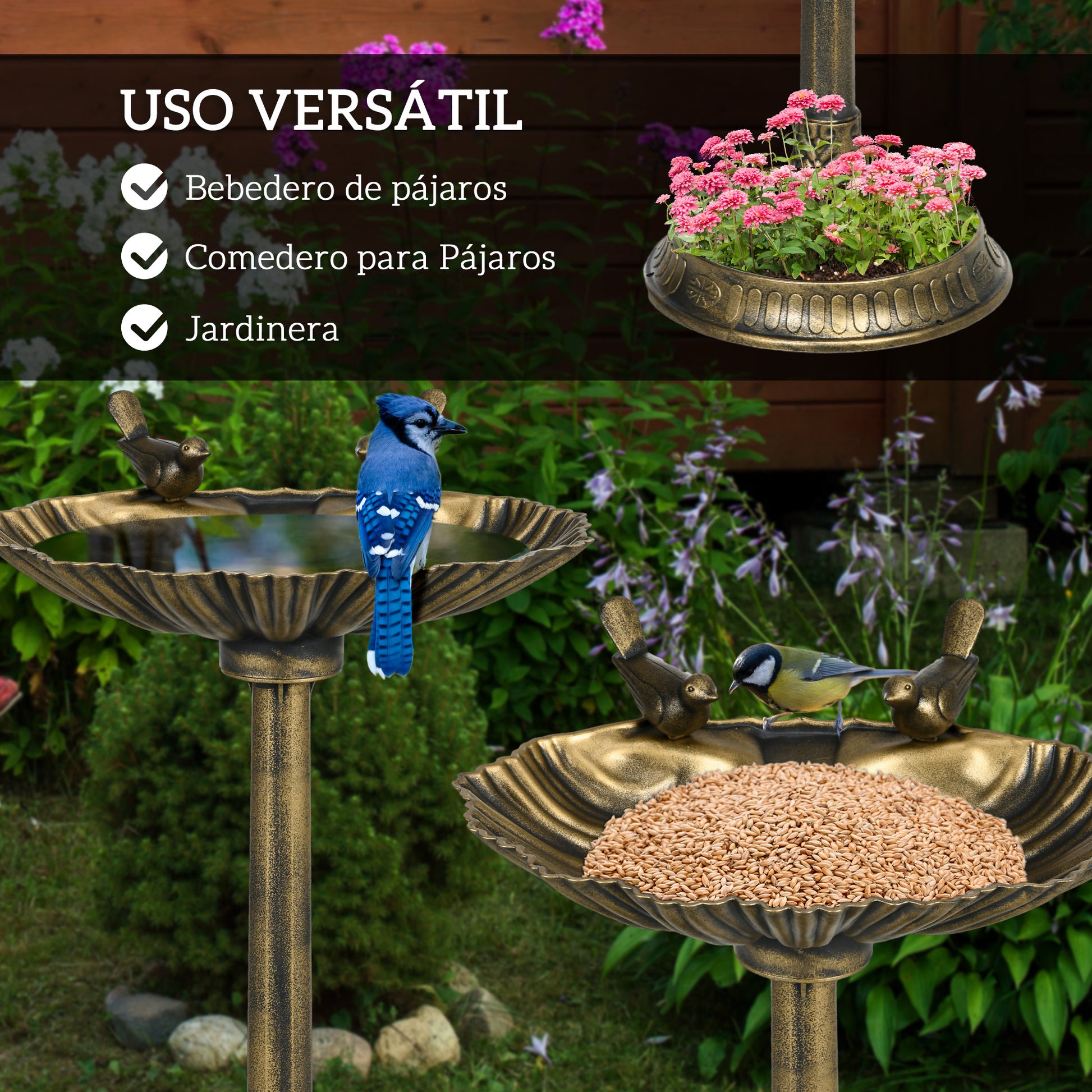Outsunny Baño Para Pájaros De Jardín Al Aire Libre_3