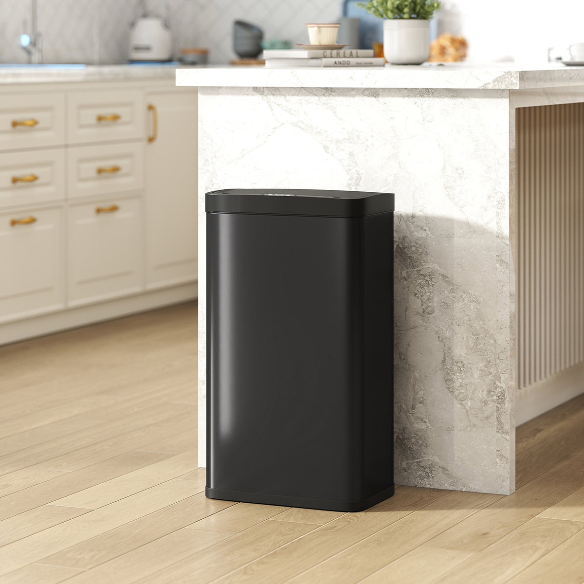 Balde De Lixo Com Sensor Homcom Plastico E Metal Preto 38x25,5x67,5 Cm_3