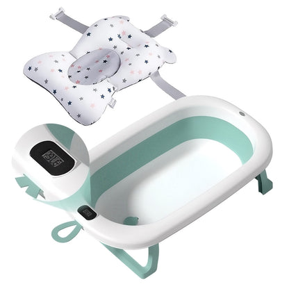 Bathby Bañera Plegable Verde Para Bebés, Cojín Reductor, Termómetro, Patas Antideslizantes (verde Pastel)_1