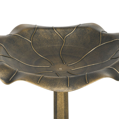 Outsunny Baño Para Pájaros De Jardín Exterior Con Diseño Hoja De Loto Bronce_3
