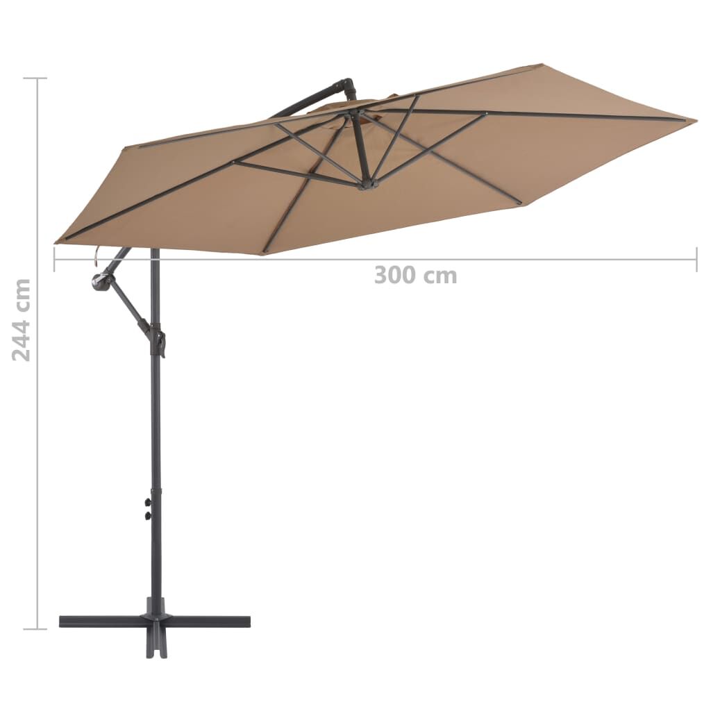 Vidaxl Sombrilla Voladiza Con Poste De Aluminio Gris Taupe 300 Cm_2
