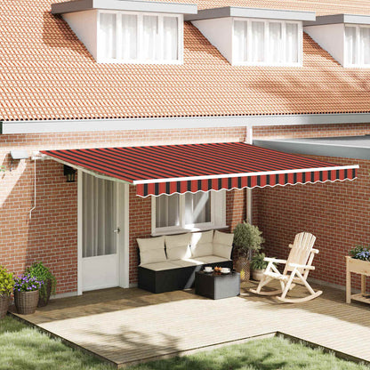 Toldo Retráctil Naranja Y Marrón 450 X 350 Cm Tela Y Aluminio_1