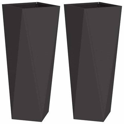 Jardinera 2 Uds. Negro 30 X 30 X 75 Cm Acero_0