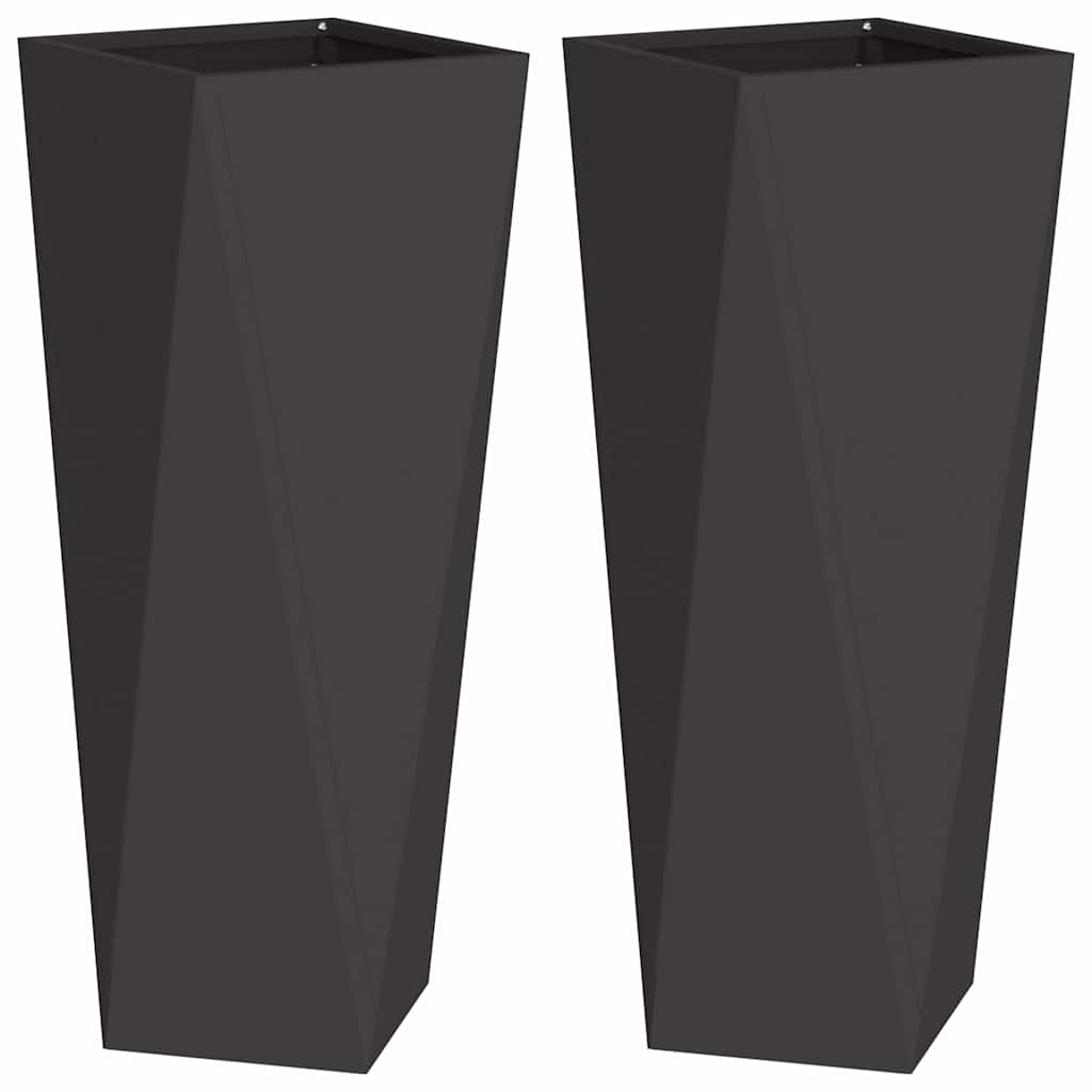 Jardinera 2 Pcs Negro 30 X 30 X 75 Cm Acero_0