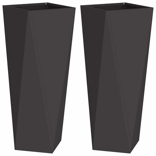 Jardinera 2 Pcs Negro 30 X 30 X 75 Cm Acero_0