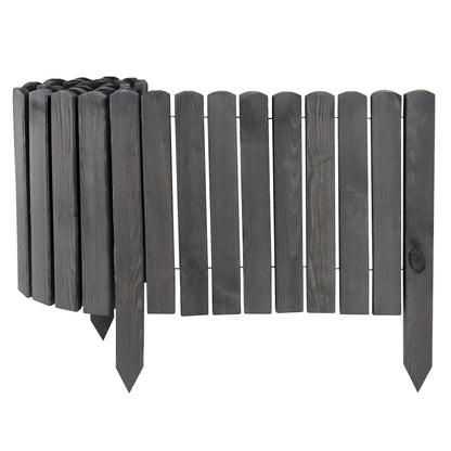 4x Valla Enrollable De Madera Gris 10x200 Cm – Borde Para Parterres Y Césped | Borde Flexible Para Parterres Y Caminos_0