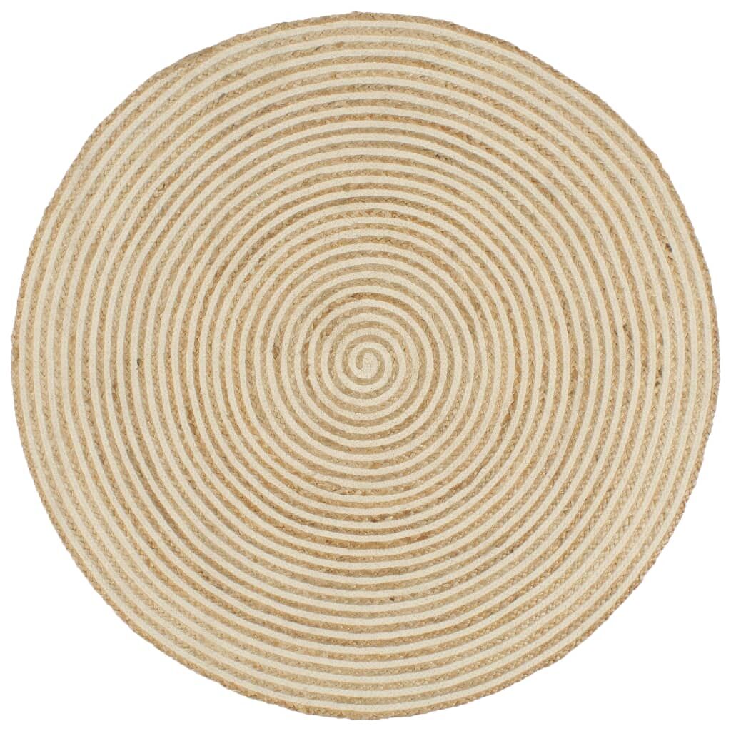 Vidaxl Alfombra De Yute Tejida A Mano Diseño Espiral Blanco 90 Cm_0