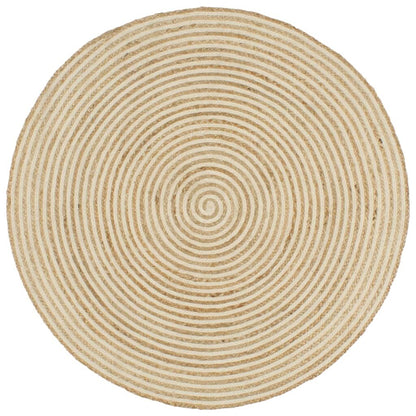 Vidaxl Alfombra De Yute Tejida A Mano Diseño Espiral Blanco 90 Cm_0
