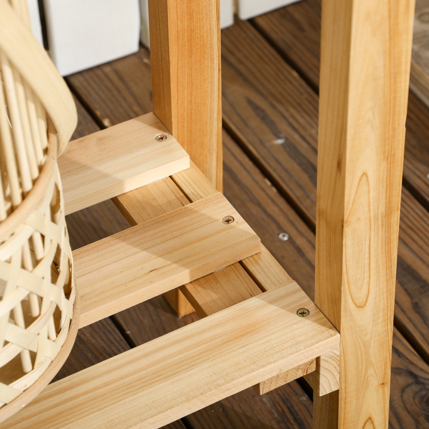 Outsunny Huerto Urbano Elevado De Madera Con Ruedas Enrejado 79x29x130cm Natural_3