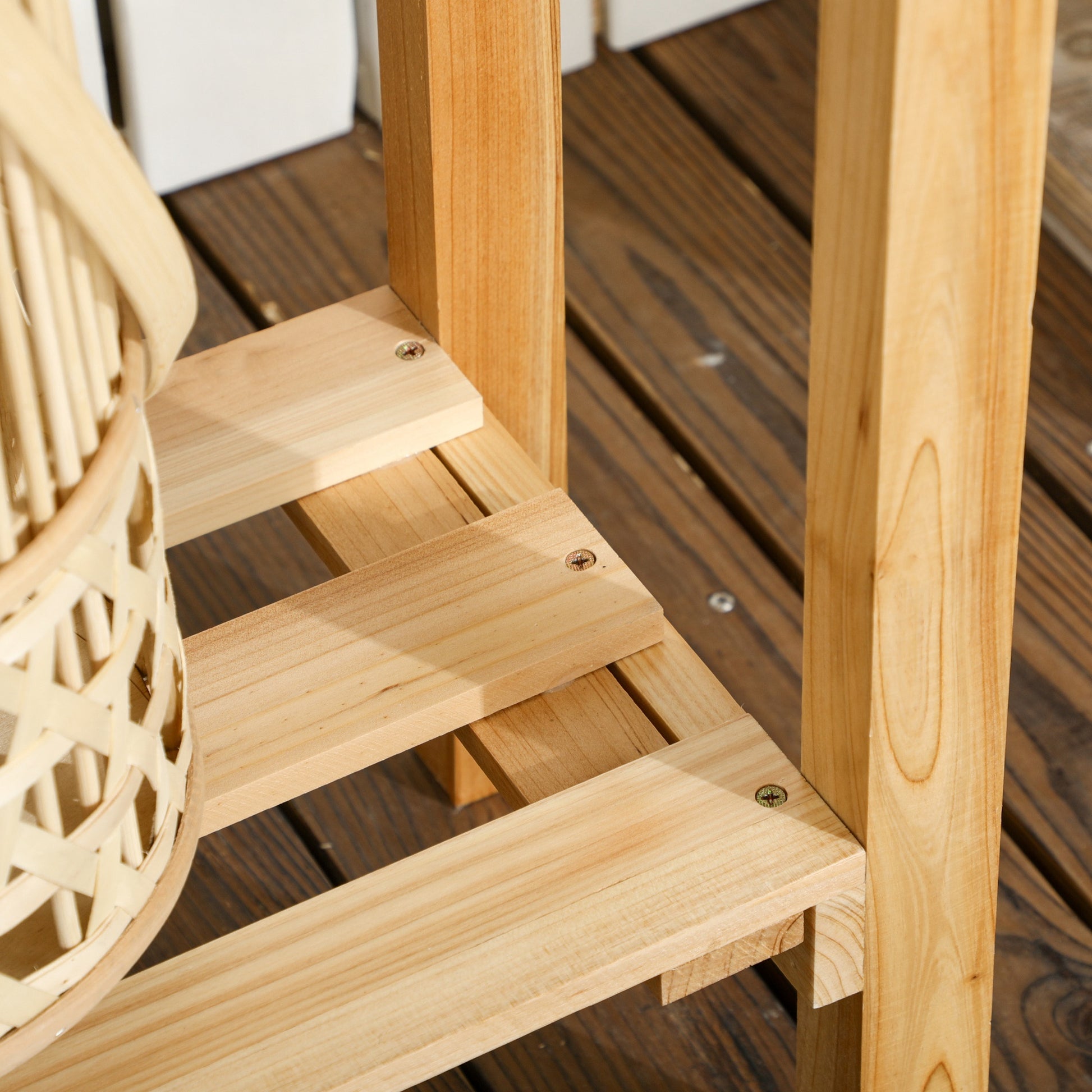 Outsunny Huerto Urbano Elevado De Madera Con Ruedas Enrejado 79x29x130cm Natural_3