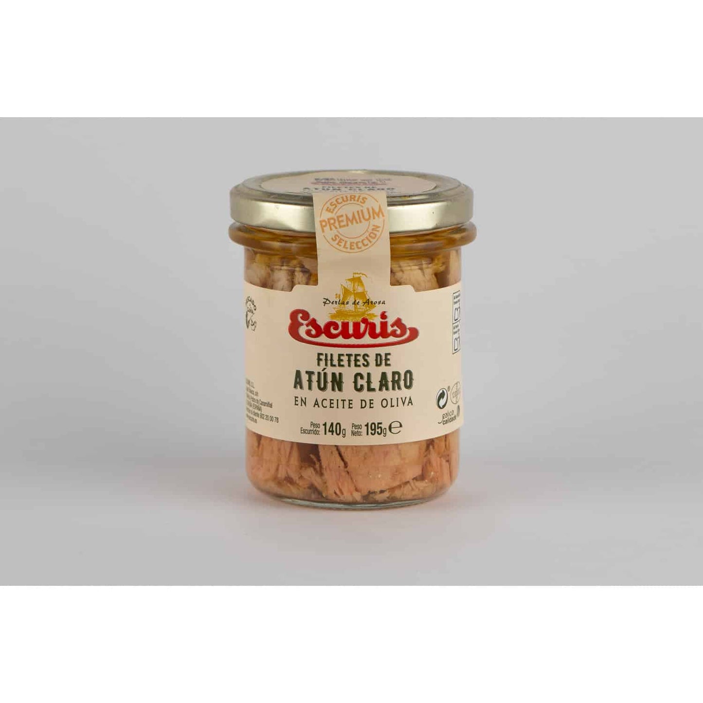 Filetes De Atún Claro En Aceite De Oliva Escuris T.cristal 195/140_0