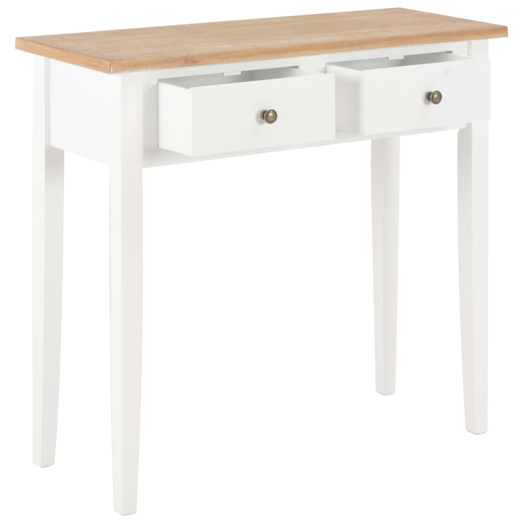 Mesa Consola Tocador De Madera Blanca 79x30x74 Cm_0