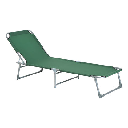 Outsunny Cama De Camping Plegable Tumbona Plegable Carga 120kg 187x58x28cm Verde_0