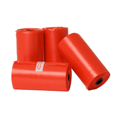 Pack 4 Rollos Color Rojo De Bolsas Higiénicas Recoge Excrementos De Perro. Rollos De 15 Bolsas