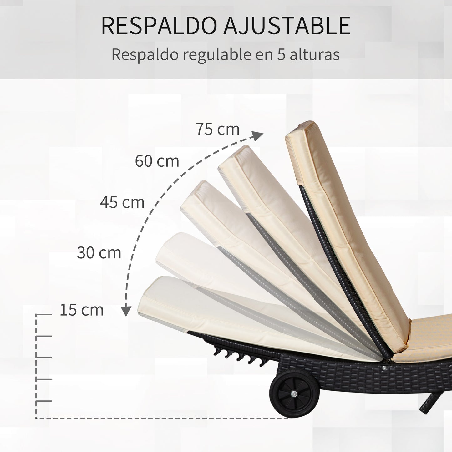 Outsunny Tumbona De Ratán Reclinable En Forma De S Con Ruedas 207x70x70cm Negro_4