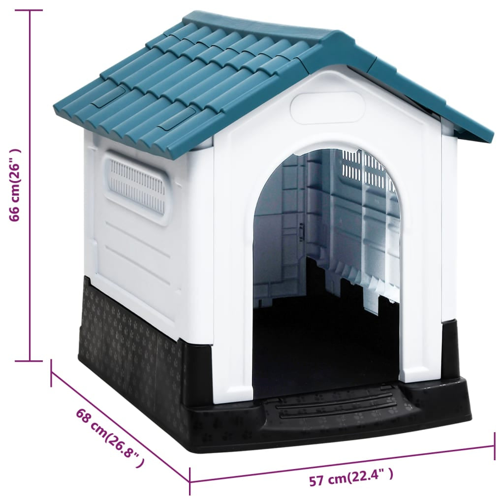 Vidaxl Caseta Para Perros Polipropileno Azul 57x68x66 Cm_2