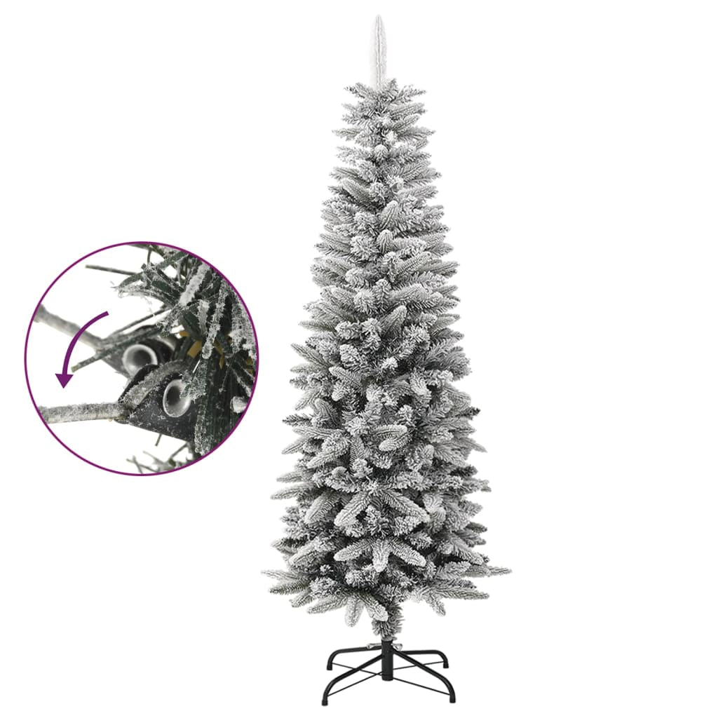 Vidaxl Árbol De Navidad Artificial Estrecho Con Nieve Pvc Y Pe 150 Cm_1