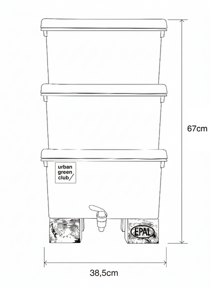 Lombricompostera Doméstica De Plástico Reciclado Urban Green Club - 38,5x30x67 Cm 48 L_1