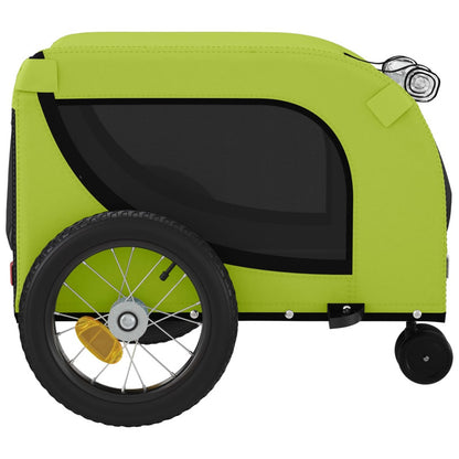Vidaxl Remolque De Bicicleta Mascotas Hierro Tela Oxford Verde Negro_5