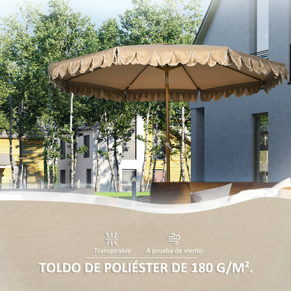 Outsunny Sombrilla De Terraza Ø264x240 Cm Ángulo Ajustable Con Manivela Caqui_5