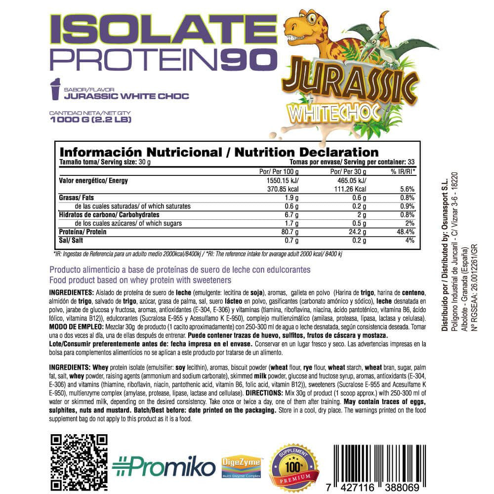 Isolate 90 Cfm - 1kg - Jurassic White Choc - Aumenta La Masa Muscular - Masmusculo_5