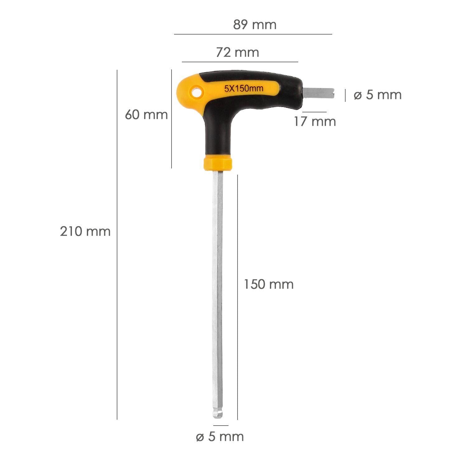 Llave Allen Con Bola Mango Bimaterial Soft Touch Forma T 5,0 Mm. Acero Cromo Vanadio, Destornillador Allen, Llave Hexagonal_1