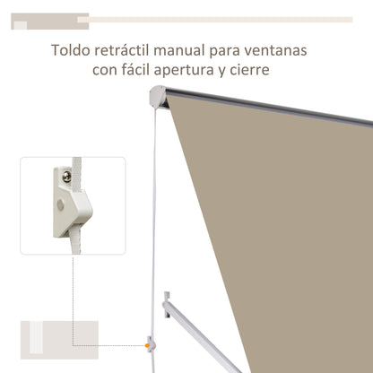 Outsunny Toldo Para Ventana Manual Con Marco De Aluminio 180x70 Cm Beige_5