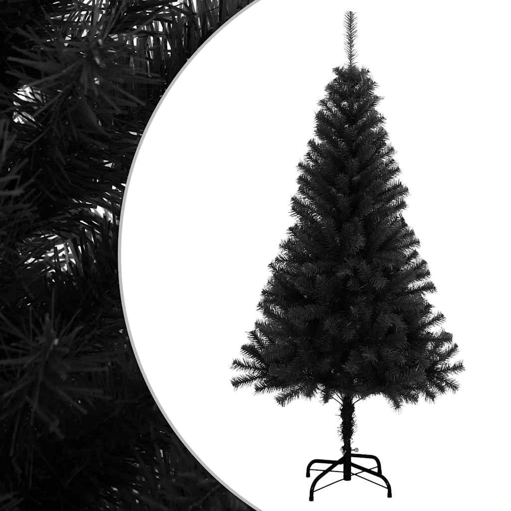 Vidaxl Árbol De Navidad Artificial Con Soporte Pvc Negro 120 Cm_0