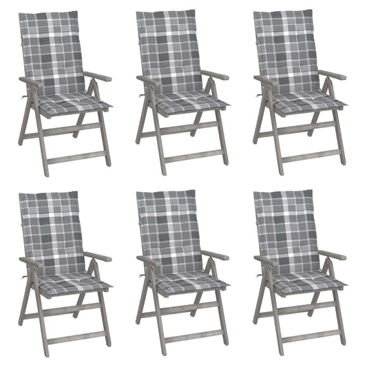 Vidaxl Sillas Reclinables Jardín Y Cojines 6 Uds Madera Maciza Acacia_0