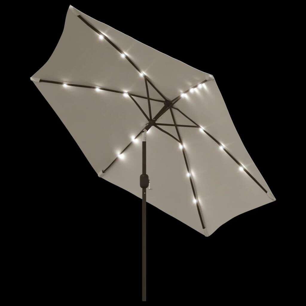 Vidaxl Sombrilla Voladiza De Jardín Con Luz Led Blanco Arena 3 M_4