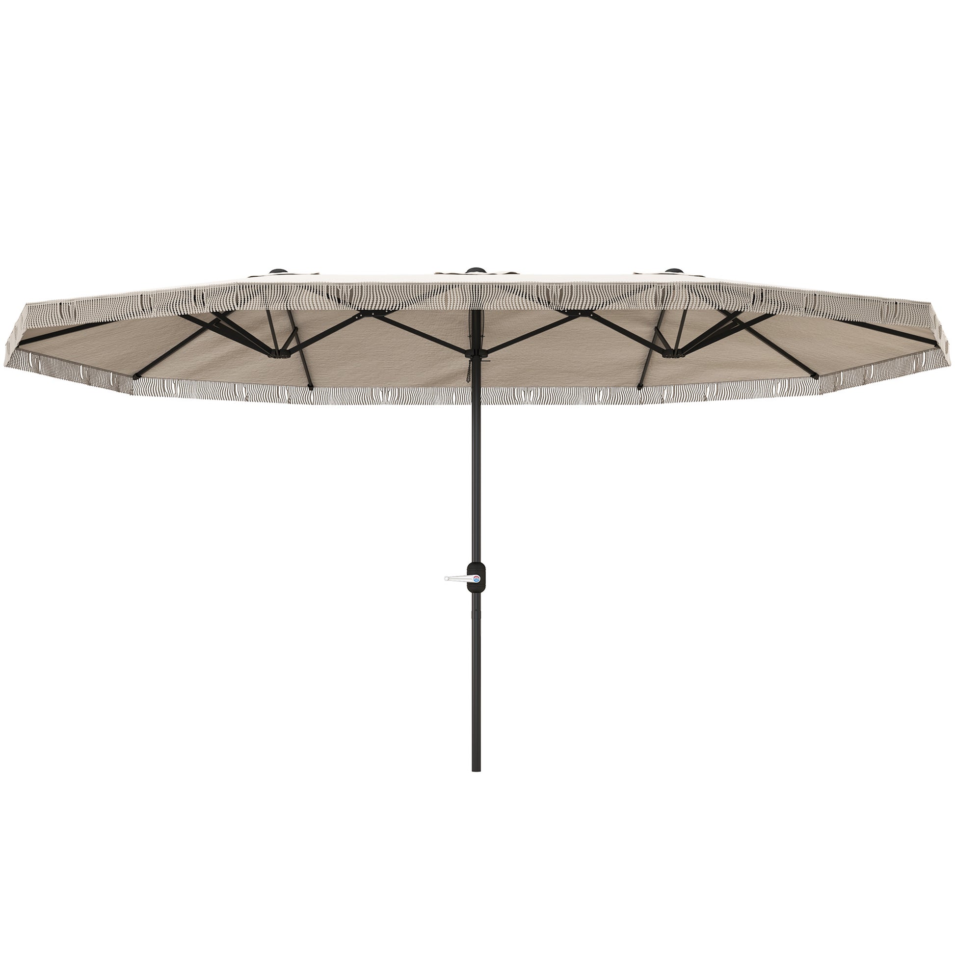 Outsunny Sombrilla Doble 4,5x2,7 M Con Manivela Manual Resistente Al Agua Crema_0