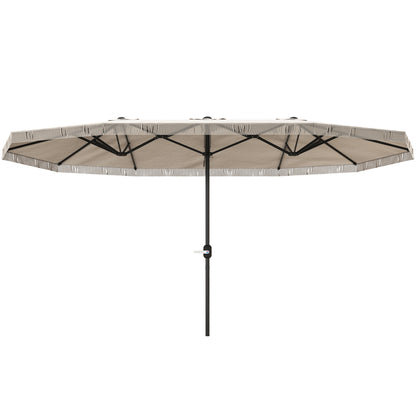 Outsunny Sombrilla Doble 4,5x2,7 M Con Manivela Manual Resistente Al Agua Crema_0