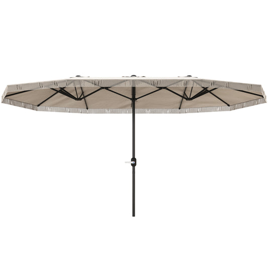 Outsunny Sombrilla Doble 4,5x2,7 M Con Manivela Manual Resistente Al Agua Crema_0