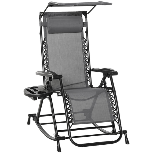 Outsunny Silla Mecedora De Jardín Plegable Con Techo Reposacabezas Extraíble_0