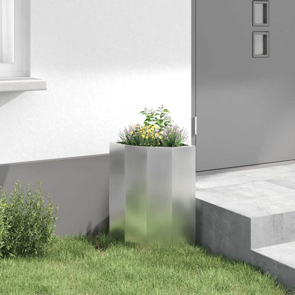 Macetero De Esquina Plateado 30 X 30 X 50 Cm Acero Galvanizado_3