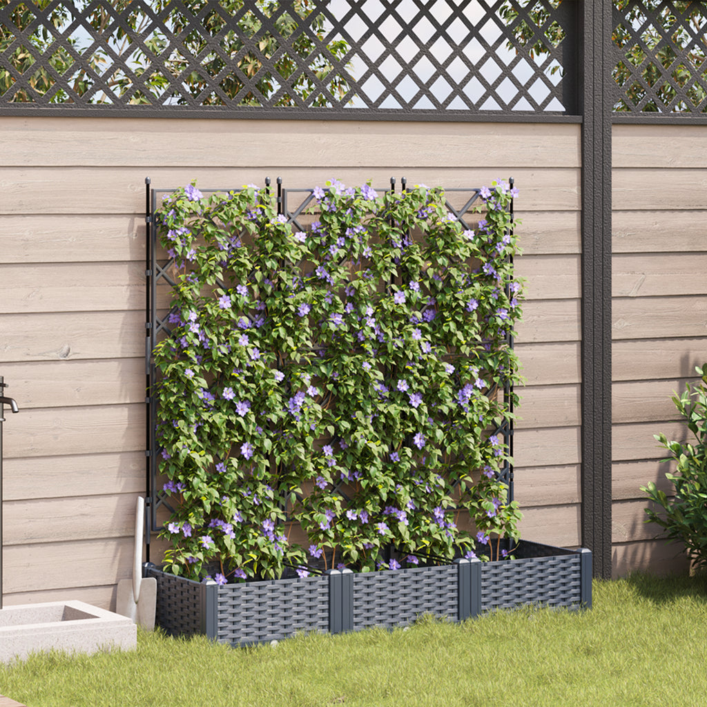 Vidaxl Maceta De Jardín Con Enrejado 3 Pcs Gris 120 X 40 X 125.5 Cm Pp_1