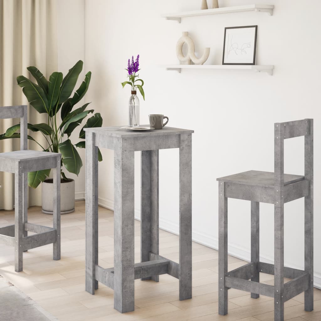 Mesa Alta De Bar Madera Ingeniería Gris Hormigón 51x50x103,5 Cm_1