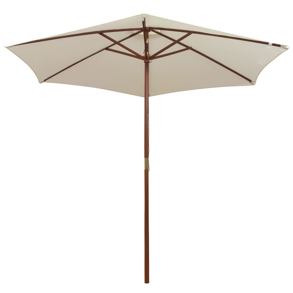 Vidaxl Sombrilla Con Palo De Madera Blanco Crema 270x270 Cm_1