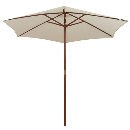 Vidaxl Sombrilla Con Palo De Madera Blanco Crema 270x270 Cm_1