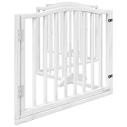 Vidaxl Puerta Para Perros Plegable 4 Paneles Madera Álamo Blanca 320cm_4